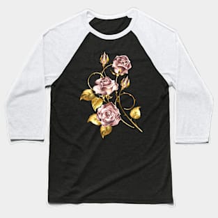 Pink Gold Roses without leaves Baseball T-Shirt